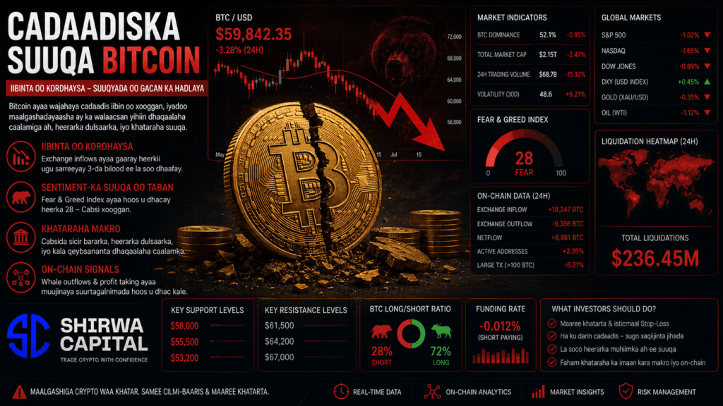 Bitcoin Oo Wajahaya Cadaadis Cusub: Maxay Tilmaamaha On-Chain Ka Sheegayaan Mustaqbalka Suuqa?