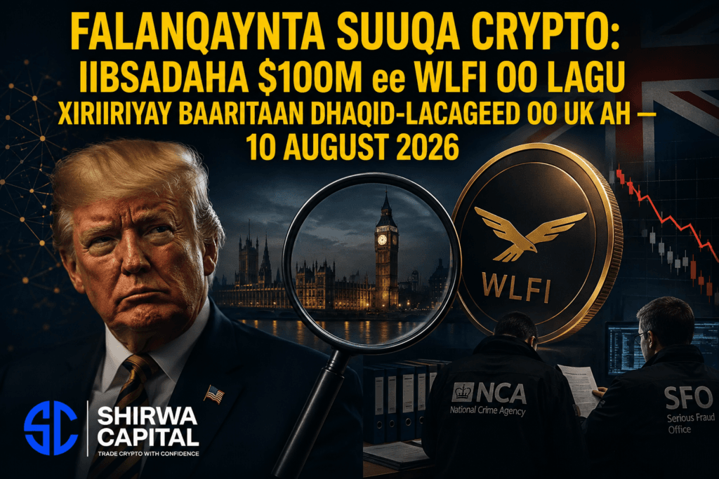 Falanqaynta Suuqa Crypto: Iibsadaha $100M ee WLFI oo lagu Xiriiriyay Baaritaan Dhaqid-lacageed oo UK ah - 10 August 2026