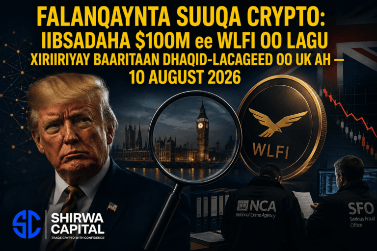 Falanqaynta Suuqa Crypto: Iibsadaha $100M ee WLFI oo lagu Xiriiriyay Baaritaan Dhaqid-lacageed oo UK ah - 10 August 2026