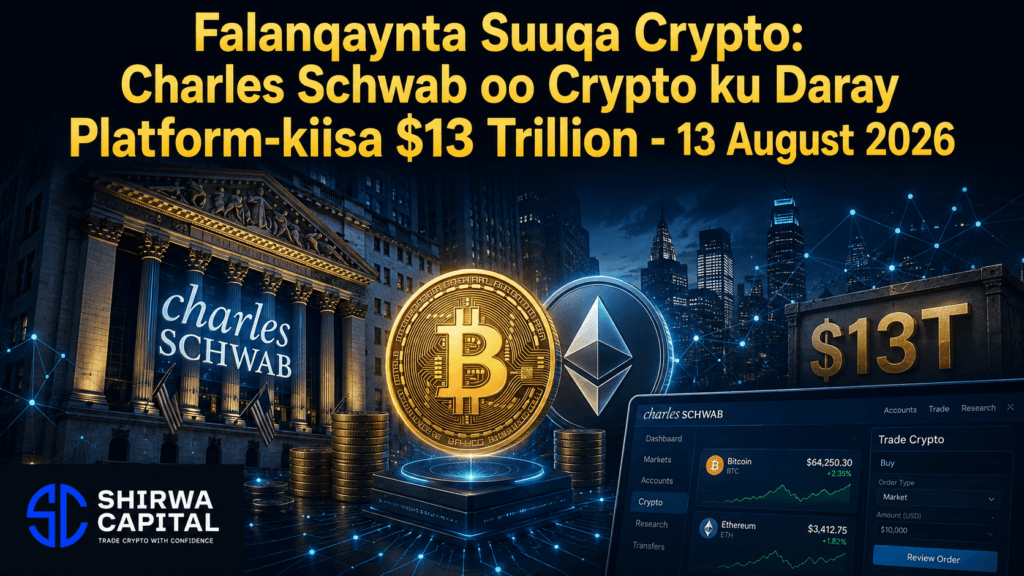 Falanqaynta Suuqa Crypto: Charles Schwab oo Crypto ku Daray Platform-kiisa $13 Trillion - 13 August 2026