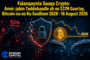 Falanqaynta Suuqa Crypto: Amni-jabin Toddobaadle ah oo $37M Gaartay, Bitcoin-na oo Ku Xasilloon $62K -16 August 2026
