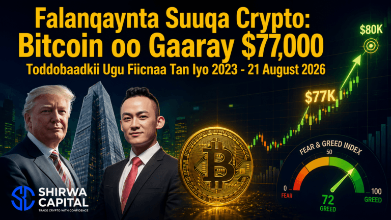 Falanqaynta Suuqa Crypto: Bitcoin oo Gaaray $77,000 — Toddobaadkii Ugu Fiicnaa Tan Iyo 2023 — 21 August 2026