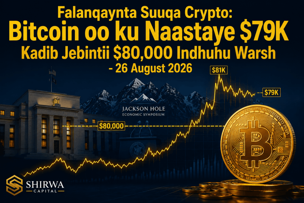 Falanqaynta Suuqa Crypto: Bitcoin oo ku Naastaye $79K Kadib Jebintii $80K Indhuhu Warsh - 26 August 2026
