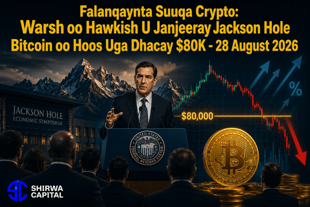 Falanqaynta Suuqa Crypto: Warsh oo Hawkish U Janjeeray Jackson Hole Bitcoin oo Hoos Uga Dhacay $80K - 28 August 2026