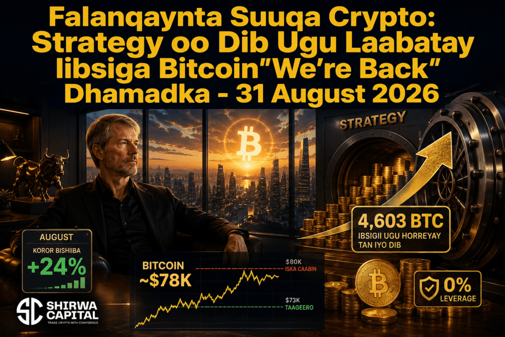 Falanqaynta Suuqa Crypto: Strategy oo Dib Ugu Laabatay Iibsiga Bitcoin"We're Back" Dhamadka - 31 August 2026