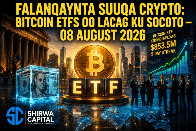 Falanqaynta Suuqa Crypto: Bitcoin ETFs oo Lacag ku socoto – 08 August 2026