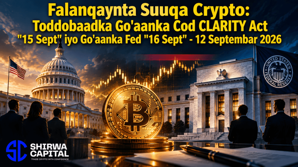 Falanqaynta Suuqa Crypto: Toddobaadka Go'aanka Cod CLARITY Act "15 Sept" iyo Go'aanka Fed "16 Sept"-12 Septembar 2026