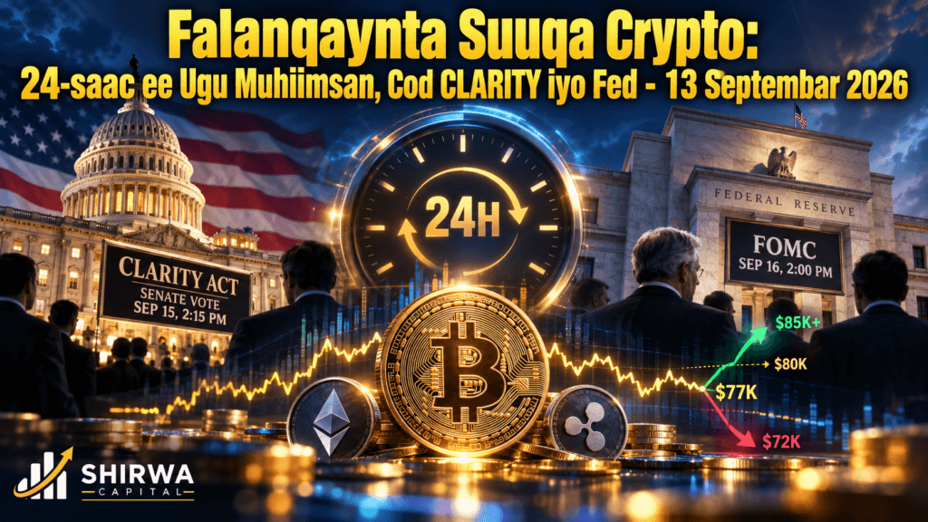 Falanqaynta Suuqa Crypto: 24-saac ee Ugu Muhiimsan, Cod CLARITY iyo Fed - 13 Septembar 2026