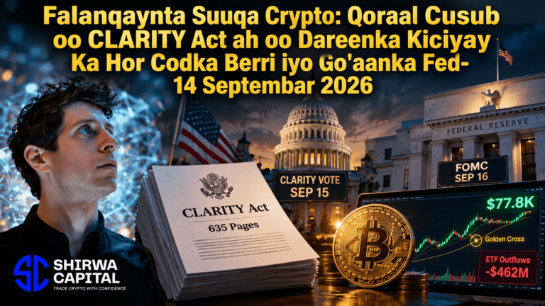 Falanqaynta Suuqa Crypto: Qoraal Cusub oo CLARITY Act ah oo Dareenka Kiciyay Ka Hor Codka Berri iyo Go'aanka Fed- 14 Septembar 2026
