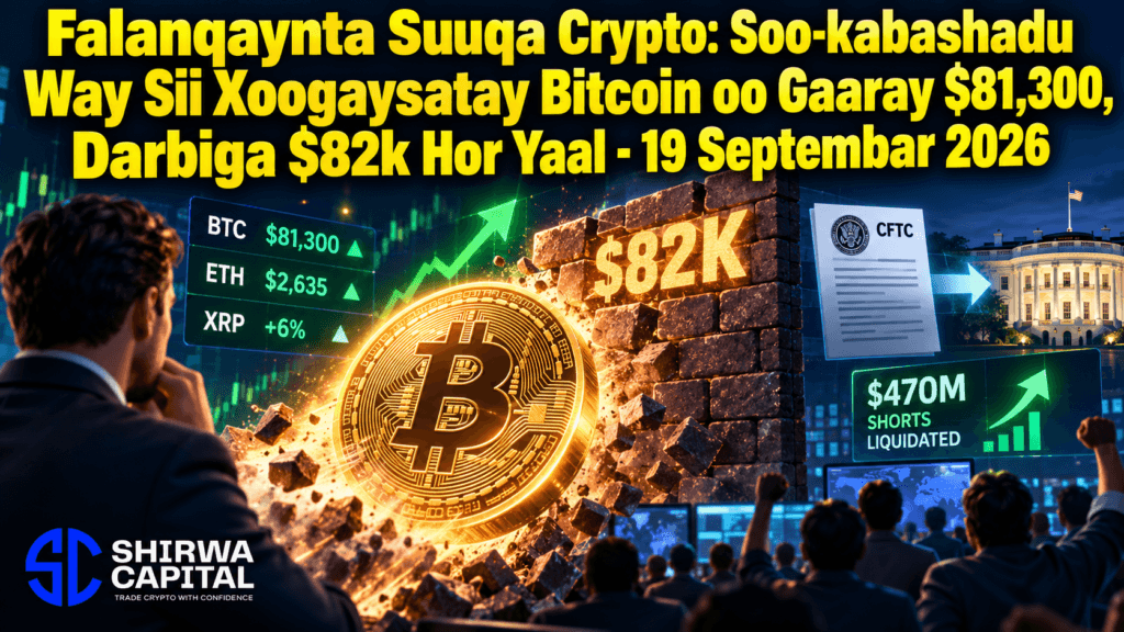 Falanqaynta Suuqa Crypto: Soo-kabashadu Way Sii Xoogaysatay Bitcoin oo Gaaray $81,300, Darbiga $82k Hor Yaal - 19 Septembar 2026
