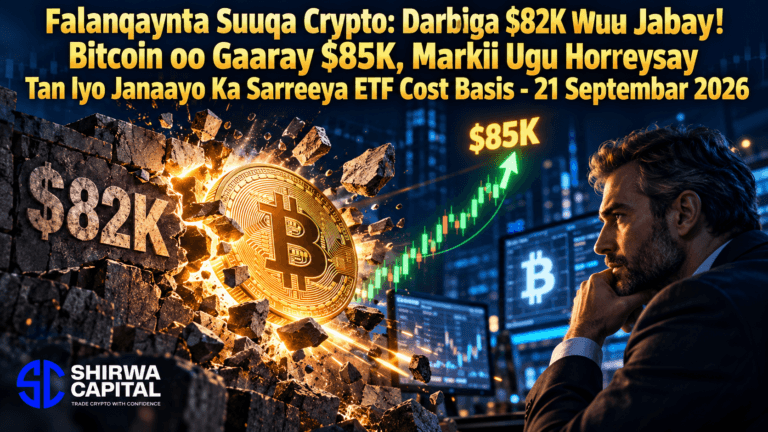 Falanqaynta Suuqa Crypto: Darbiga $82K Wuu Jabay! Bitcoin oo Gaaray $85K, Markii Ugu Horreysay Tan Iyo Janaayo Ka Sarreeya ETF Cost Basis - 21 Septembar 2026