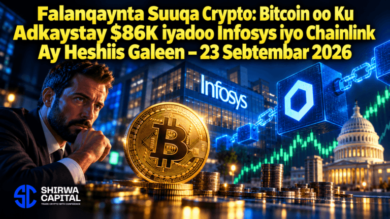 Falanqaynta Suuqa Crypto: Bitcoin oo Ku Adkaystay $86K iyadoo Infosys iyo Chainlink Ay Heshiis Galeen β 23 Sebtembar 2026