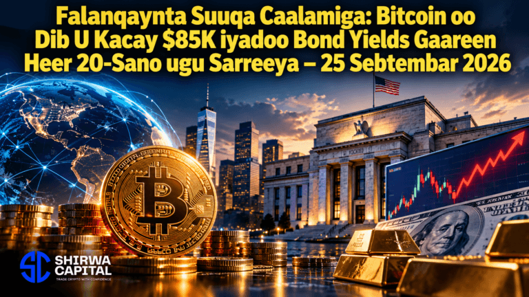 Falanqaynta Suuqa Caalamiga: Bitcoin oo Dib U Kacay $85K iyadoo Bond Yields Gaareen Heer 20-Sano ugu Sarreeya β 25 Sebtembar 2026
