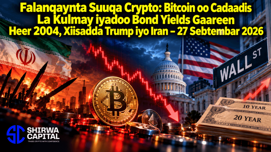 Falanqaynta Suuqa Crypto: Bitcoin oo Cadaadis La Kulmay iyadoo Bond Yields Gaareen Heer 2004, Xiisadda Trump iyo Iran – 27 Sebtembar 2026