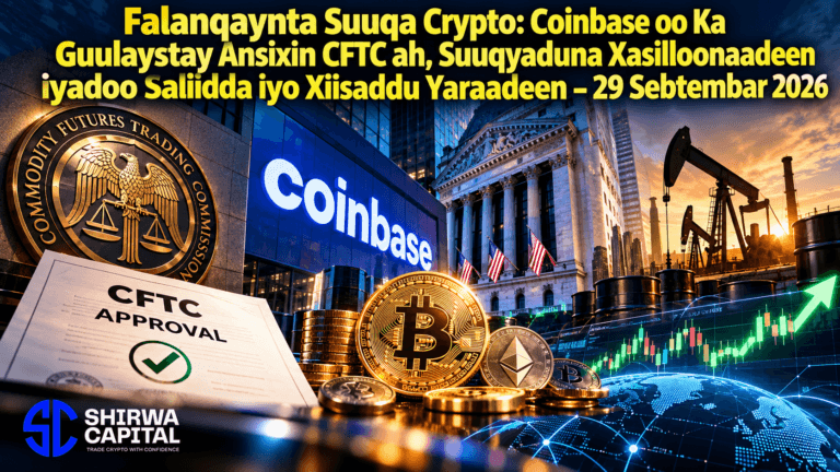 Falanqaynta Suuqa Crypto: Coinbase oo Ka Guulaystay Ansixin CFTC ah, Suuqyaduna Xasilloonaadeen iyadoo Saliidda iyo Xiisaddu Yaraadeen β 29 Sebtembar 2026