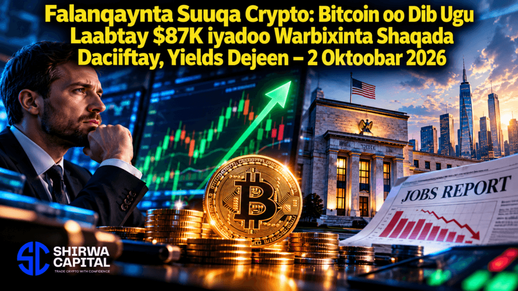 Falanqaynta Suuqa Crypto: Bitcoin oo Dib Ugu Laabtay $87K iyadoo Warbixinta Shaqada Daciiftay, Yields Dejeen β 2 Oktoobar 2026
