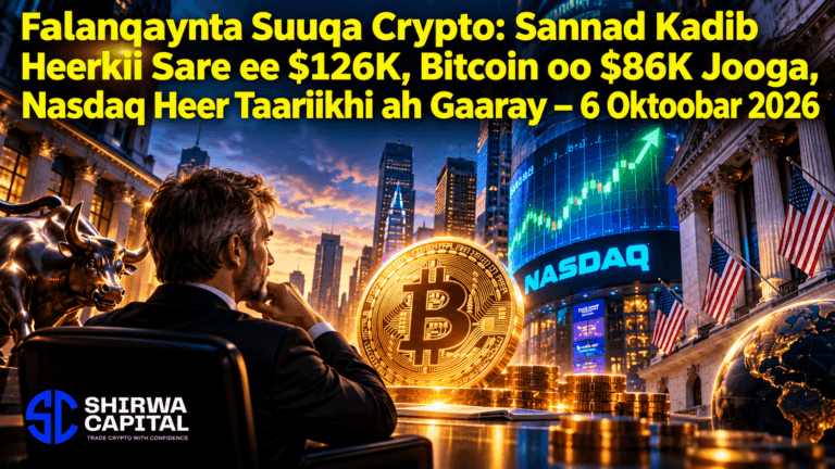 Falanqaynta Suuqa Crypto: Sannad Kadib Heerkii Sare ee $126K, Bitcoin oo $86K Jooga, Nasdaq Heer Taariikhi ah Gaaray β 6 Oktoobar 2026