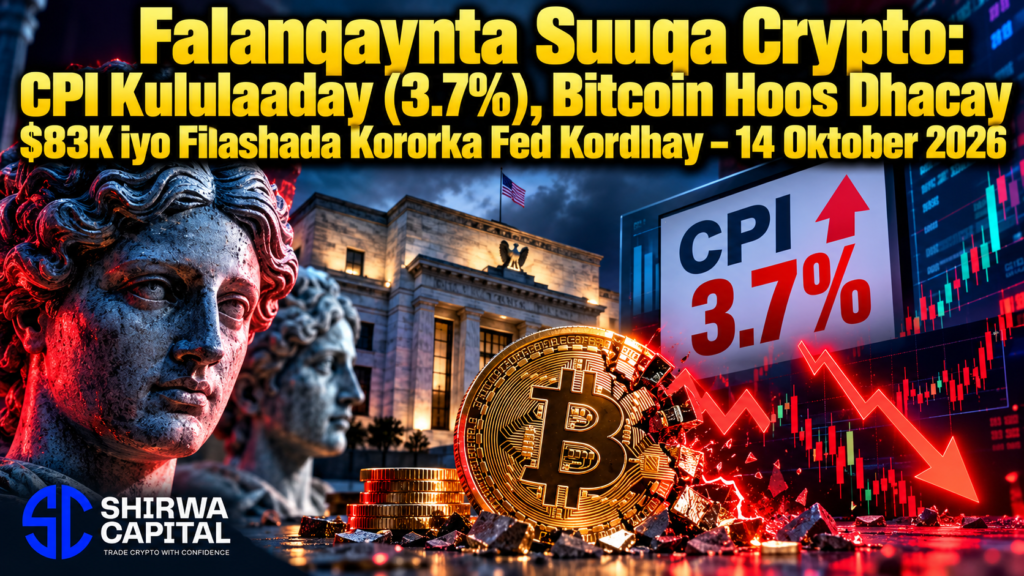 Falanqaynta Suuqa Crypto: CPI Kululaaday (3.7%), Bitcoin Hoos Dhacay $83K iyo Filashada Kororka Fed Kordhay – 14 Oktober 2026