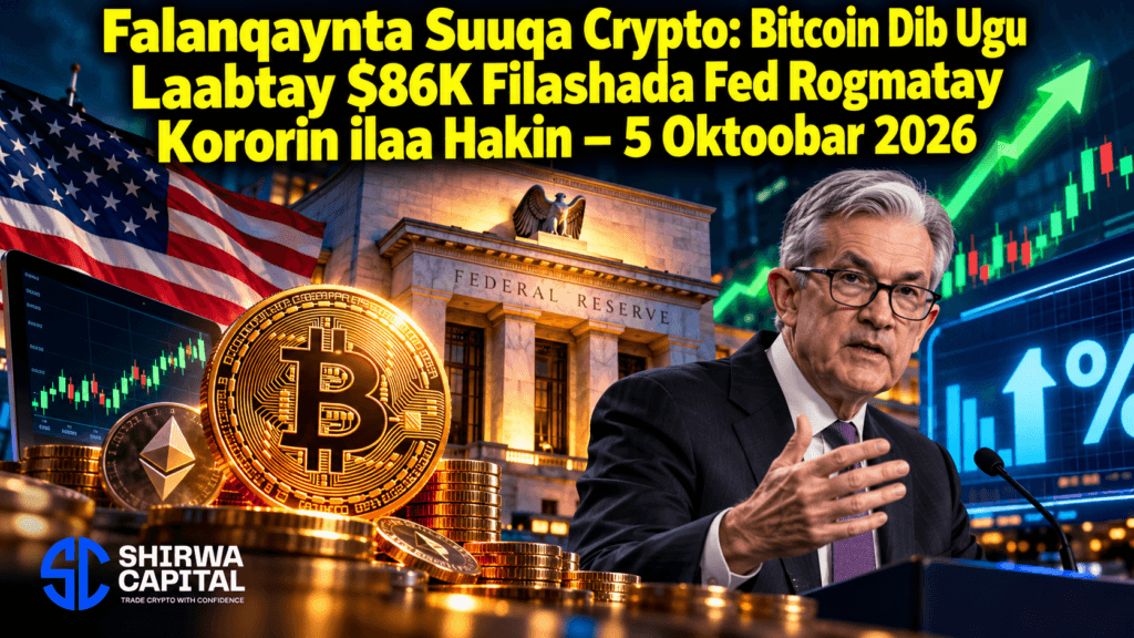 Falanqaynta Suuqa Crypto: Bitcoin Dib Ugu Laabtay $86K Filashada Fed Rogmatay Kororin ilaa Hakin β 5 Oktoobar 2026