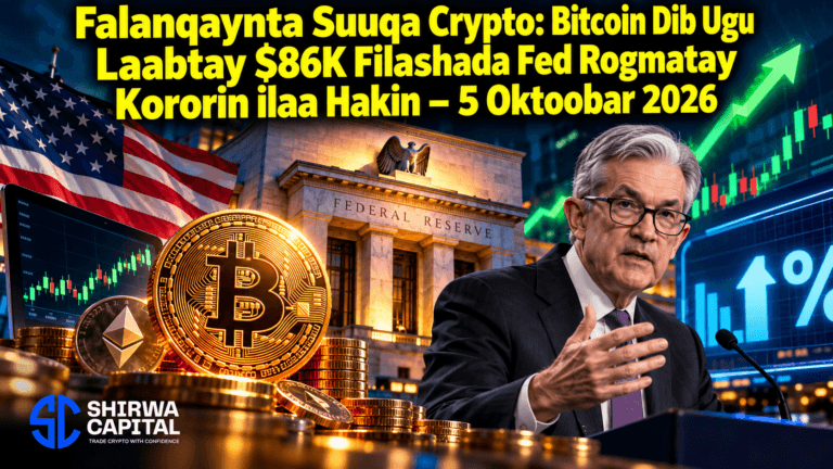 Falanqaynta Suuqa Crypto: Bitcoin Dib Ugu Laabtay $86K Filashada Fed Rogmatay Kororin ilaa Hakin β 5 Oktoobar 2026