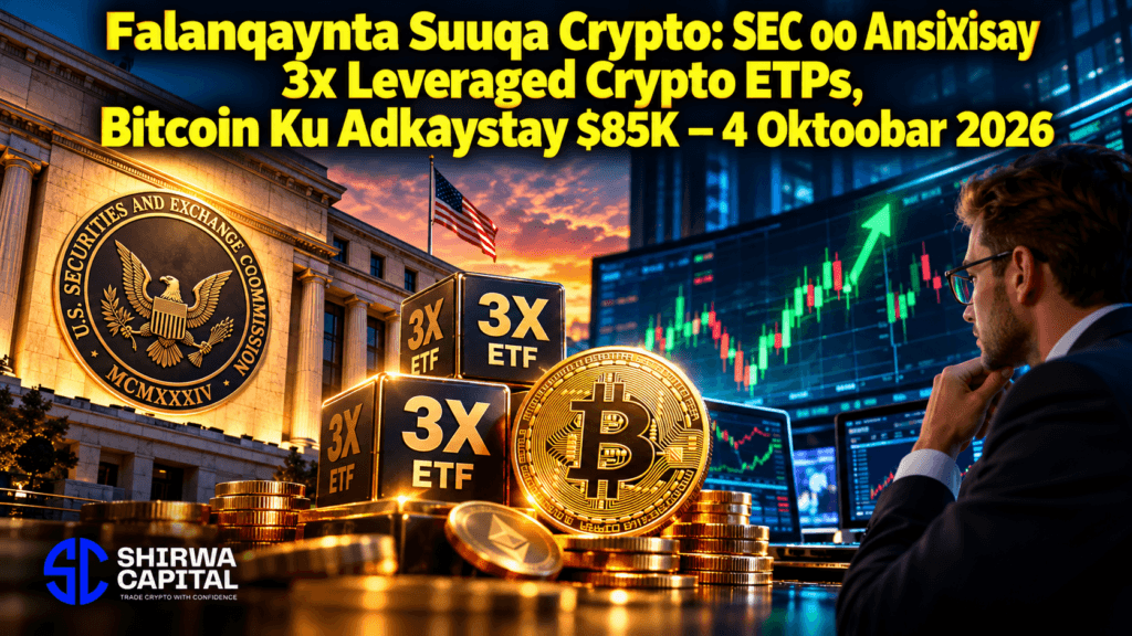 Falanqaynta Suuqa Crypto: SEC oo Ansixisay 3x Leveraged Crypto ETPs, Bitcoin Ku Adkaystay $85K β 4 Oktoobar 2026